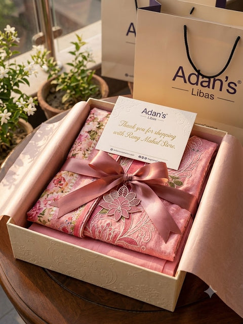 Adan's Libas Bana Dora 3 Piece Unstitched Lawn Suit – Pink