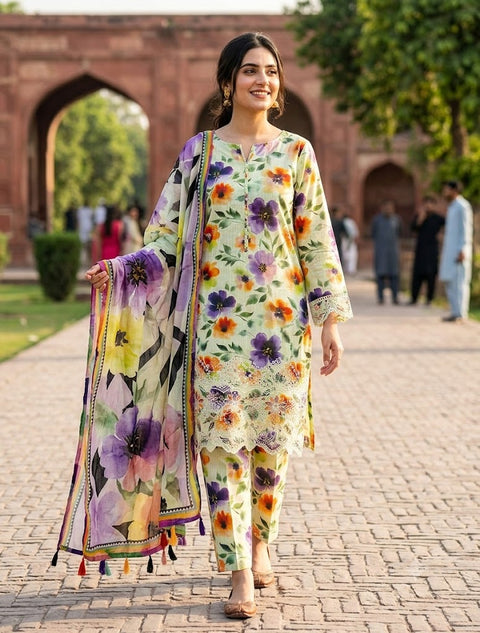 Bareeze Chicken Kari 3 Piece Unstitched Lawn Suit for Women