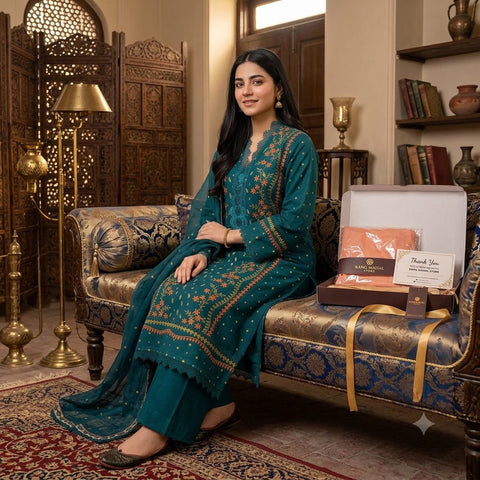 Sobia Nazir Embroidered Lawn Suit 3 Piece Unstitched for Women – Green