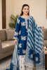 Zara Shahjahan Embroidered Lawn Suit 3 Piece Unstitched for Women – Blue & White